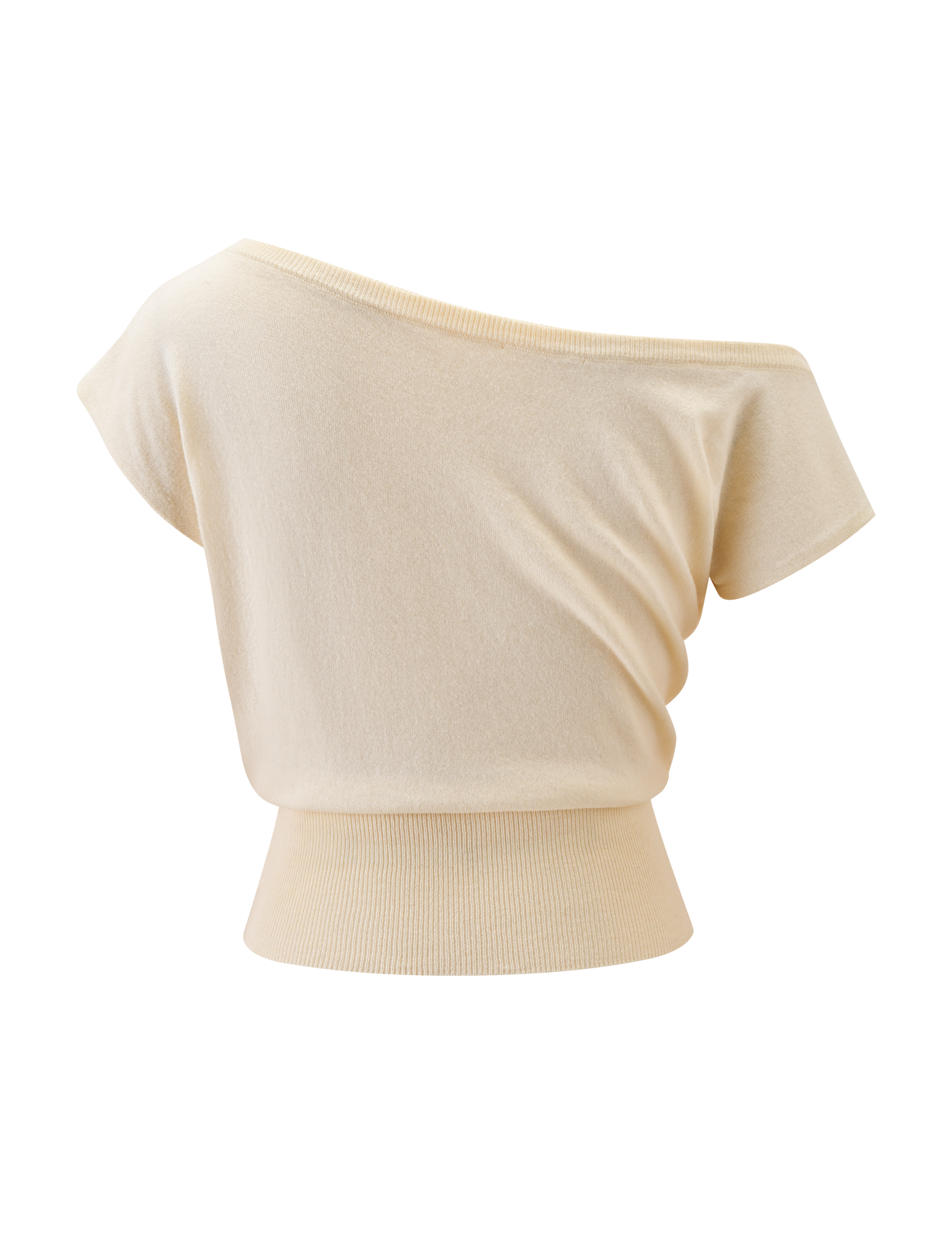 The TYLA SLEEVELESS KNIT TOP in cream by TIGERMIST features a wide neckline, fitted ribbed waistband, and is displayed against a white background.