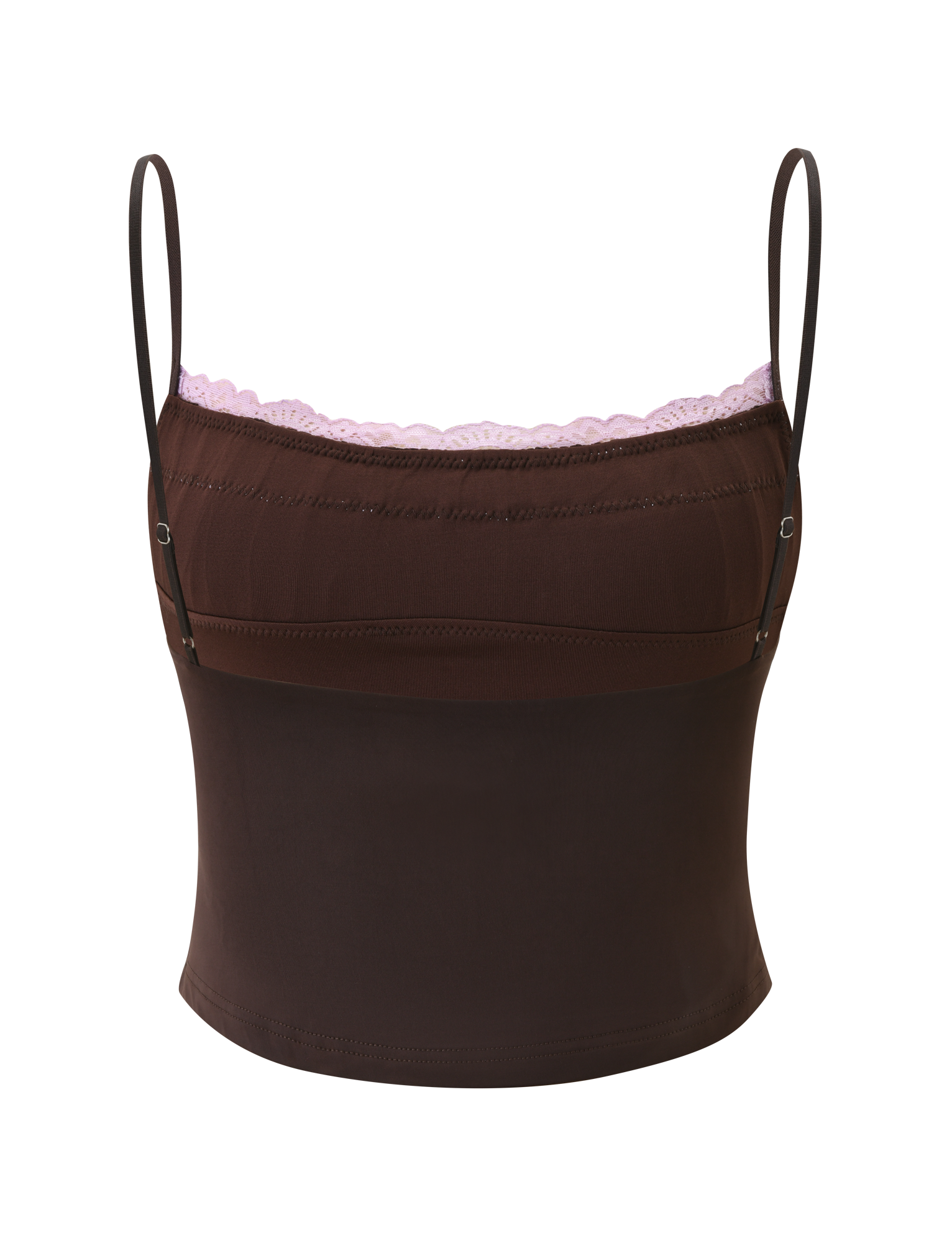 PARISA LACE RUCHED CAMI - BROWN AND LILAC