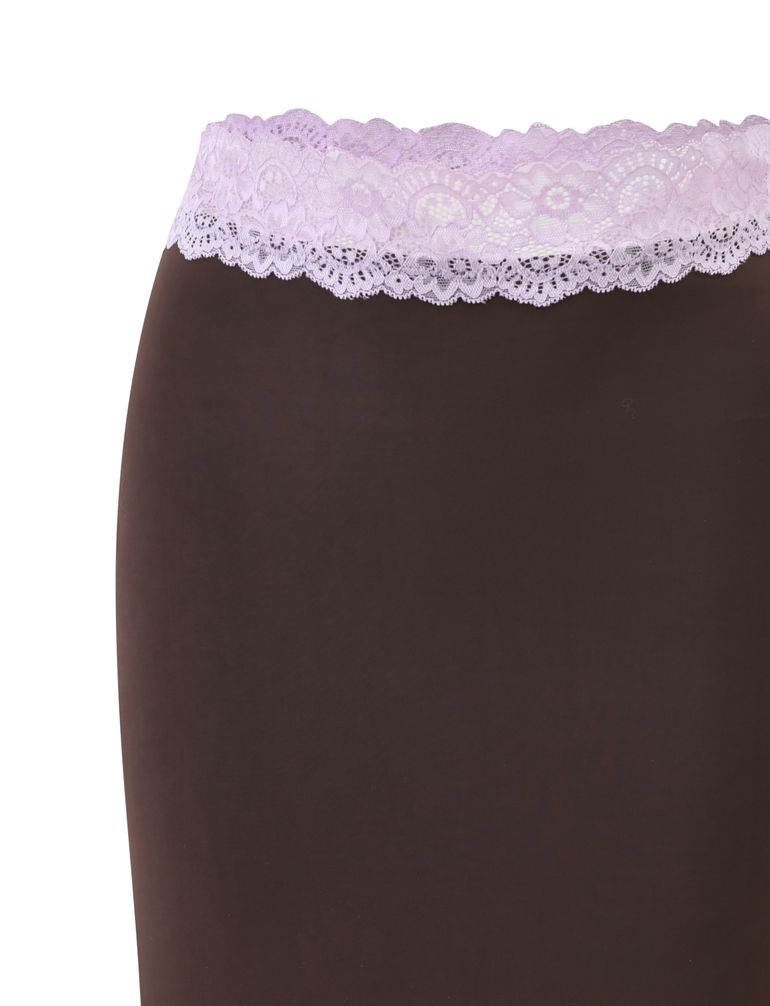 PARISA LACE TRIM MIDI SKIRT - BROWN AND LILAC