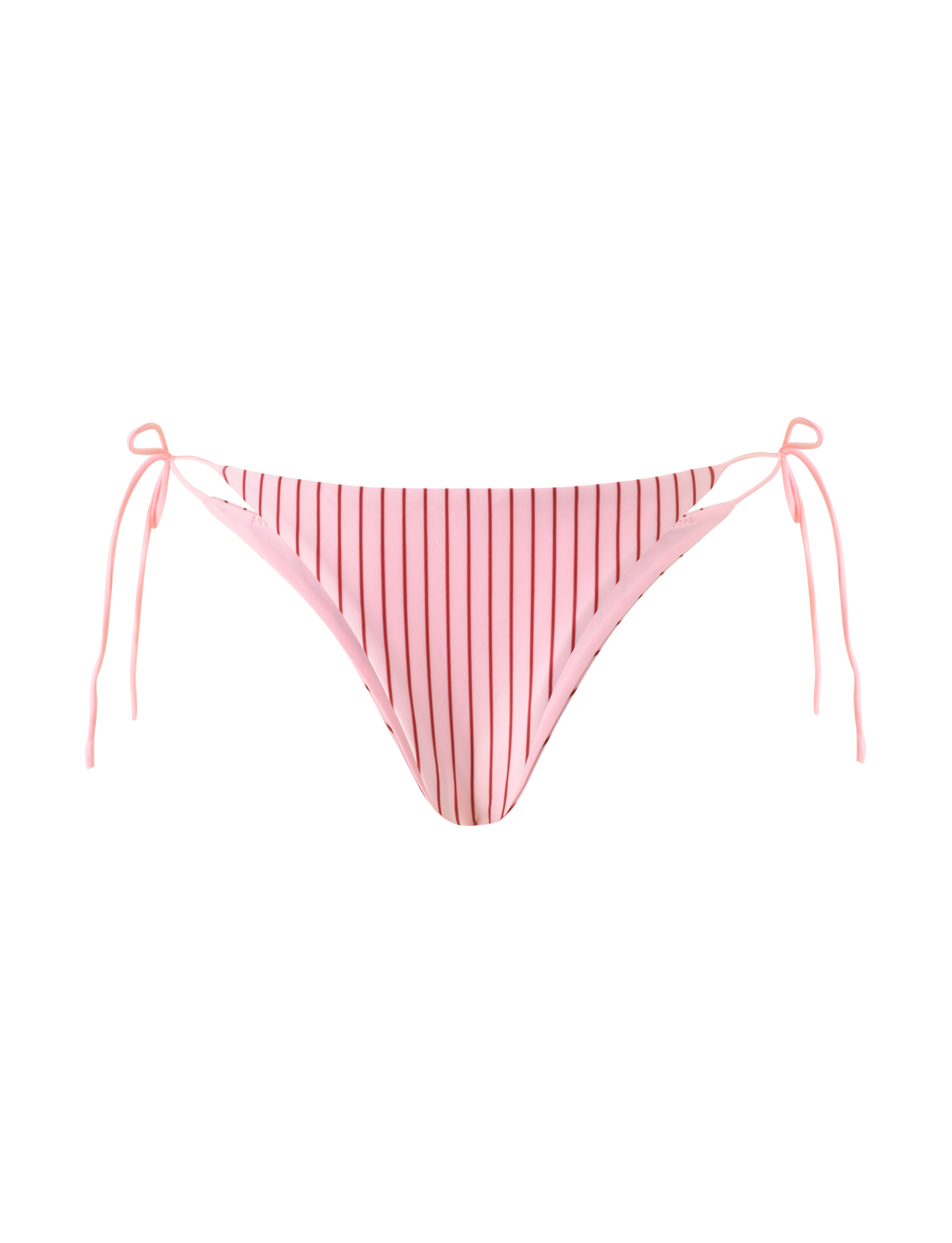 The TIGERMIST MARREN BIKINI BOTTOM - PINK STRIPE features an exclusive print, adjustable side ties, and is shown against a plain white background.