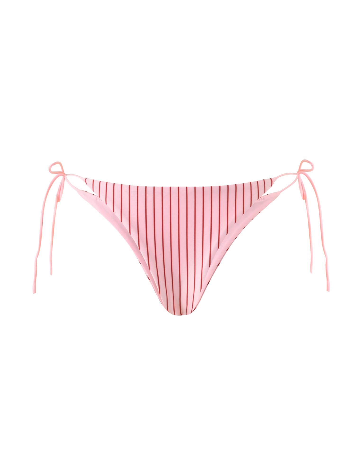 The TIGERMIST MARREN BIKINI BOTTOM - PINK STRIPE features an exclusive print, adjustable side ties, and is shown against a plain white background.