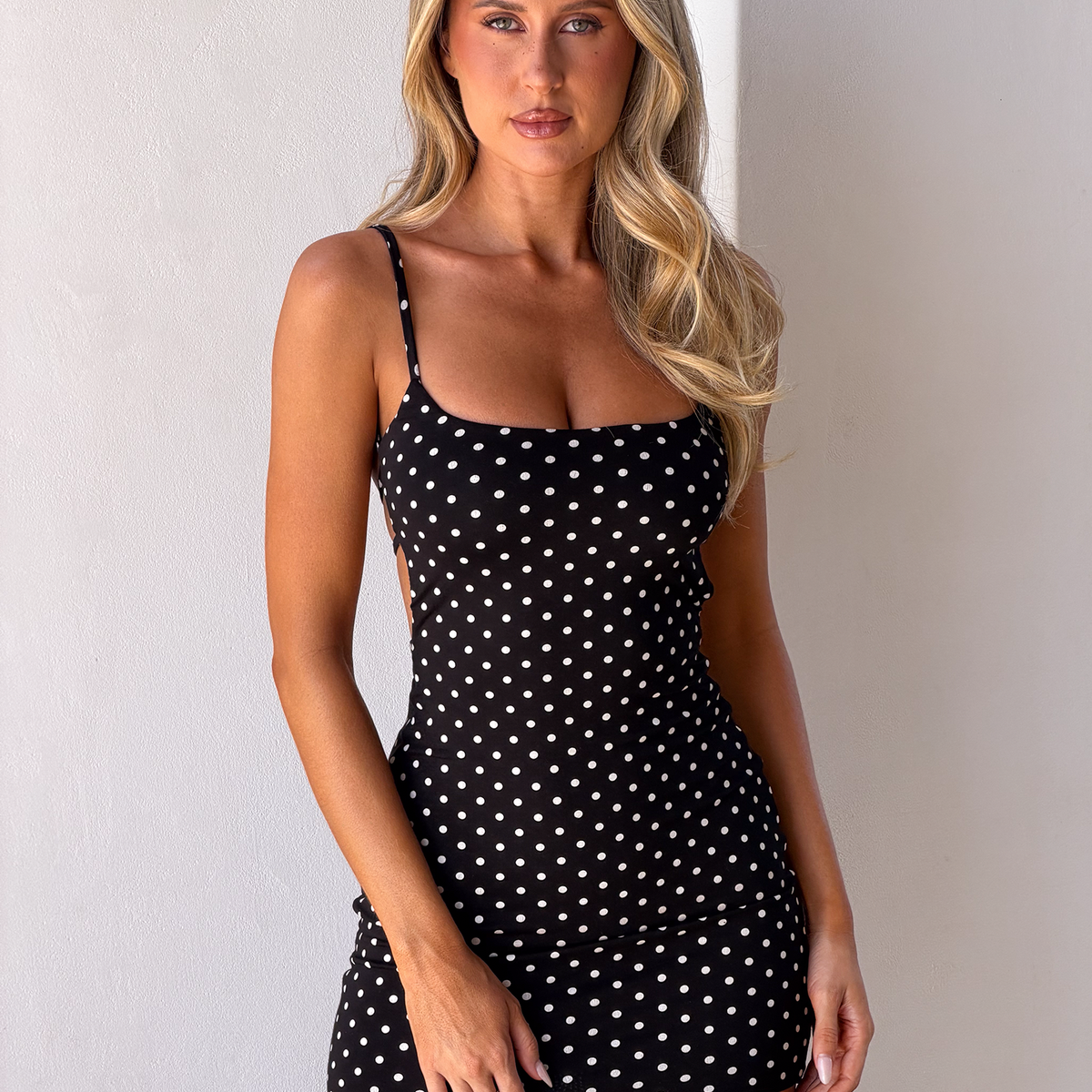 MINERVA MINI DRESS 2.0 - BLACK POLKA DOT