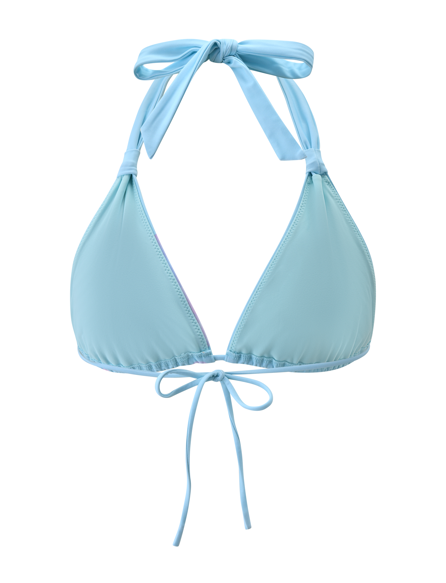 The SID BIKINI TOP - BLUE by TIGERMIST features halter neck and front bust ties for an adjustable fit, shown on a plain white background.