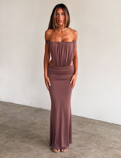 IOLLA STRAPLESS MAXI DRESS - MOCHA Tiger Mist USA IOLLA STRAPLESS MAXI DRESS - MOCHA Tiger Mist USA