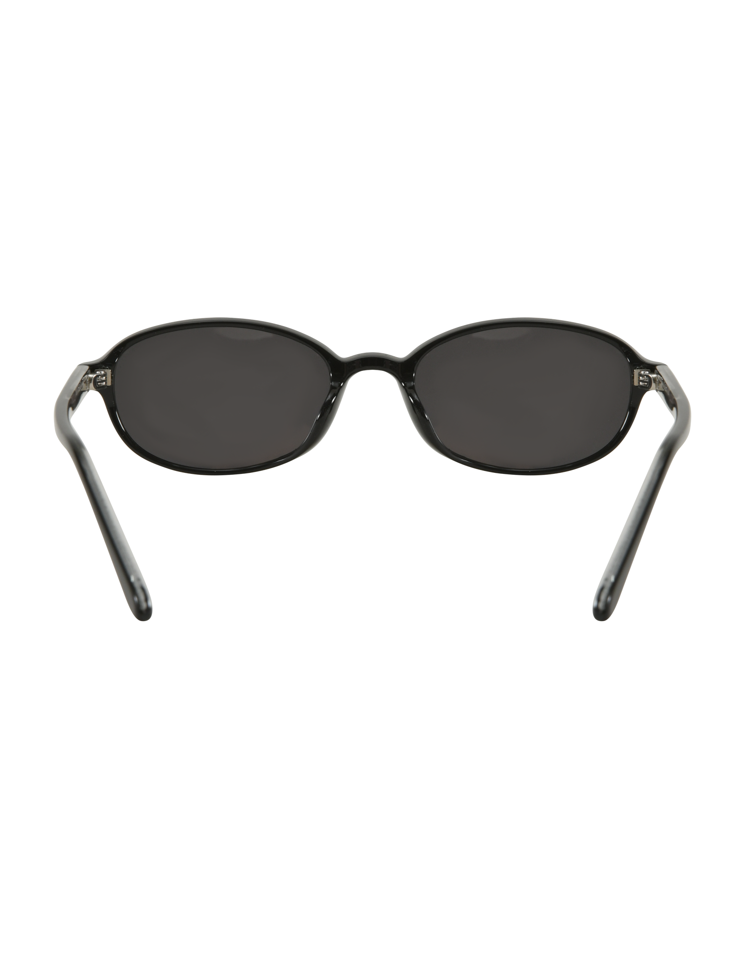 The ESTA GLASSES - BLACK by TIGERMIST are black oval sunglasses with UV400 protection, dark lenses, and slightly curved temples, shown on a white background.