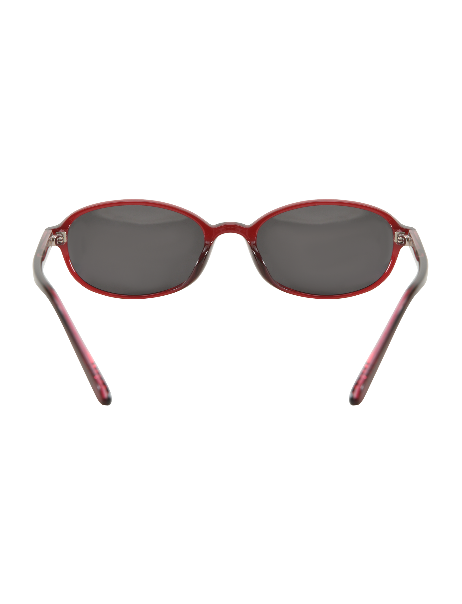ESTA GLASSES - RED by TIGERMIST are stylish fashion sunglasses featuring oval dark lenses, a thin red frame, slightly curved arms, and provide UV400 protection. Set against a plain white background.