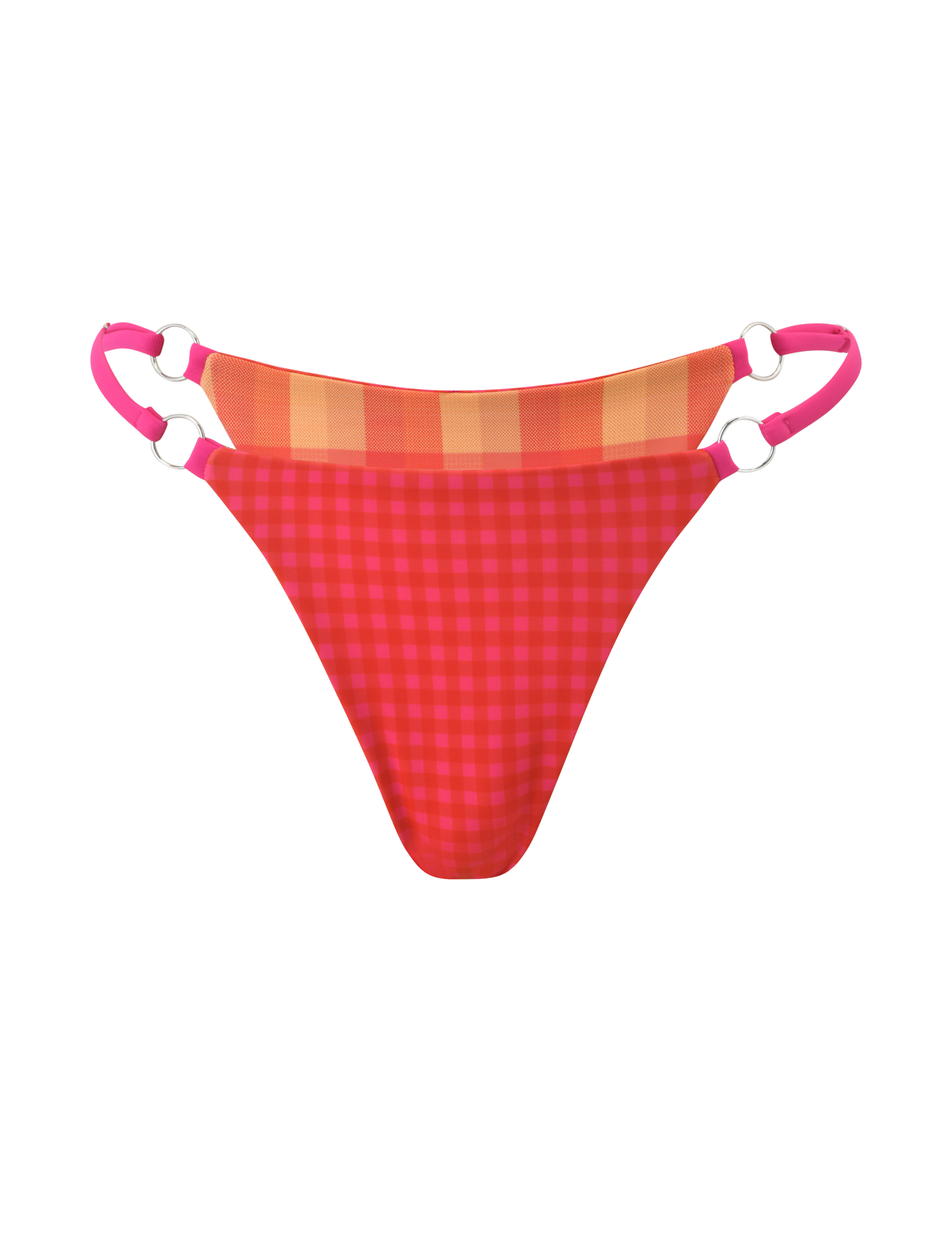 AYANNA REVERSIBLE BIKINI BOTTOM - GINGHAM AND RESORT PLAID