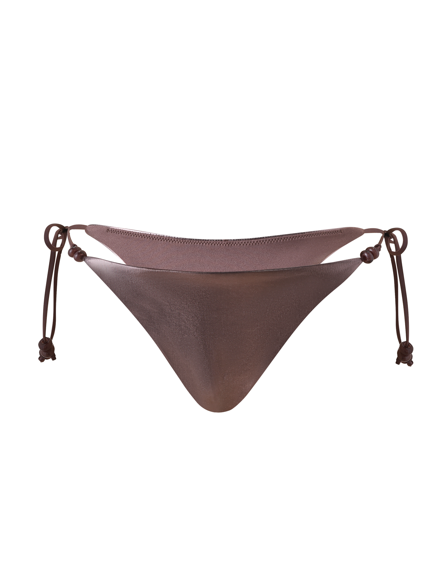 The FINLEA BIKINI BOTTOM by TIGERMIST in bronze features side tie strings and a low-rise cut, shown on a plain white background.