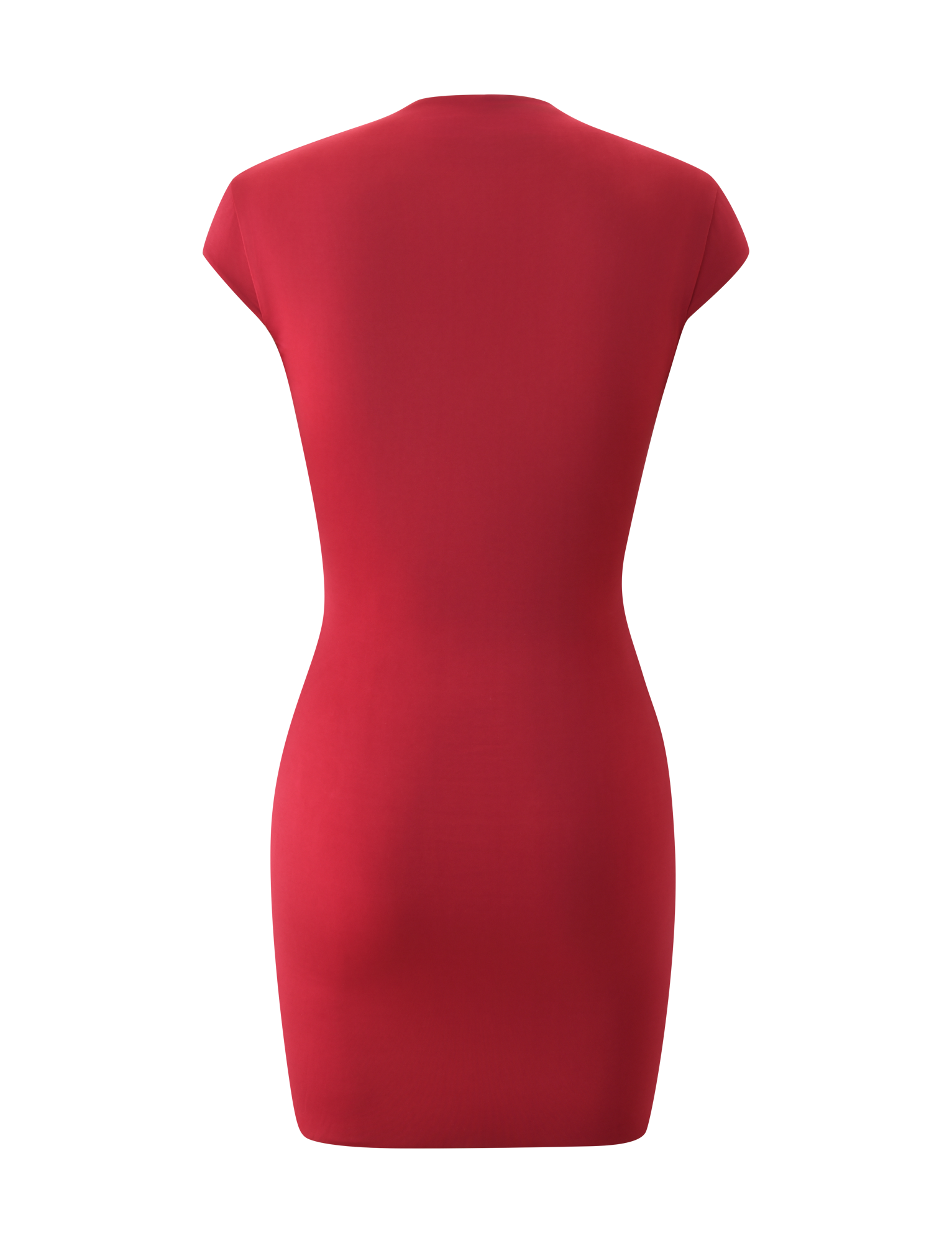 The MILLS MINI DRESS - RED by TIGERMIST features a cap sleeve, fitted silhouette and is shown from the back against a white background.