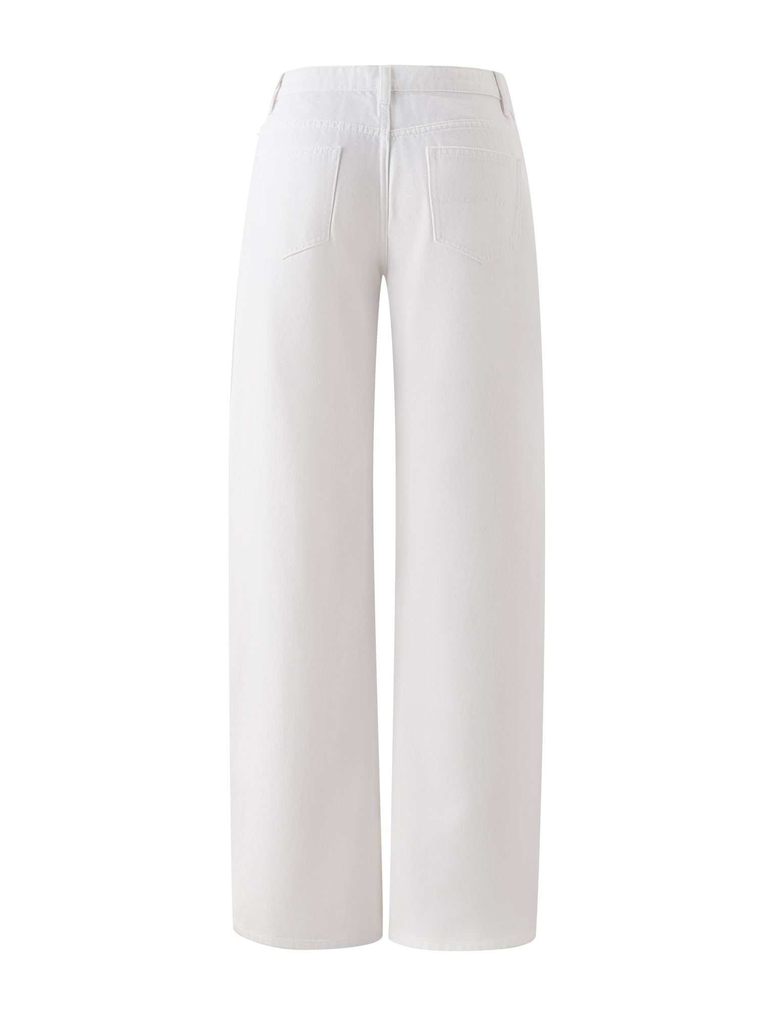 Back view of the TIGERMIST MALIYA JEAN - WHITE, featuring a baggy fit, extra long inseam, and two back pockets, displayed against a plain white background.