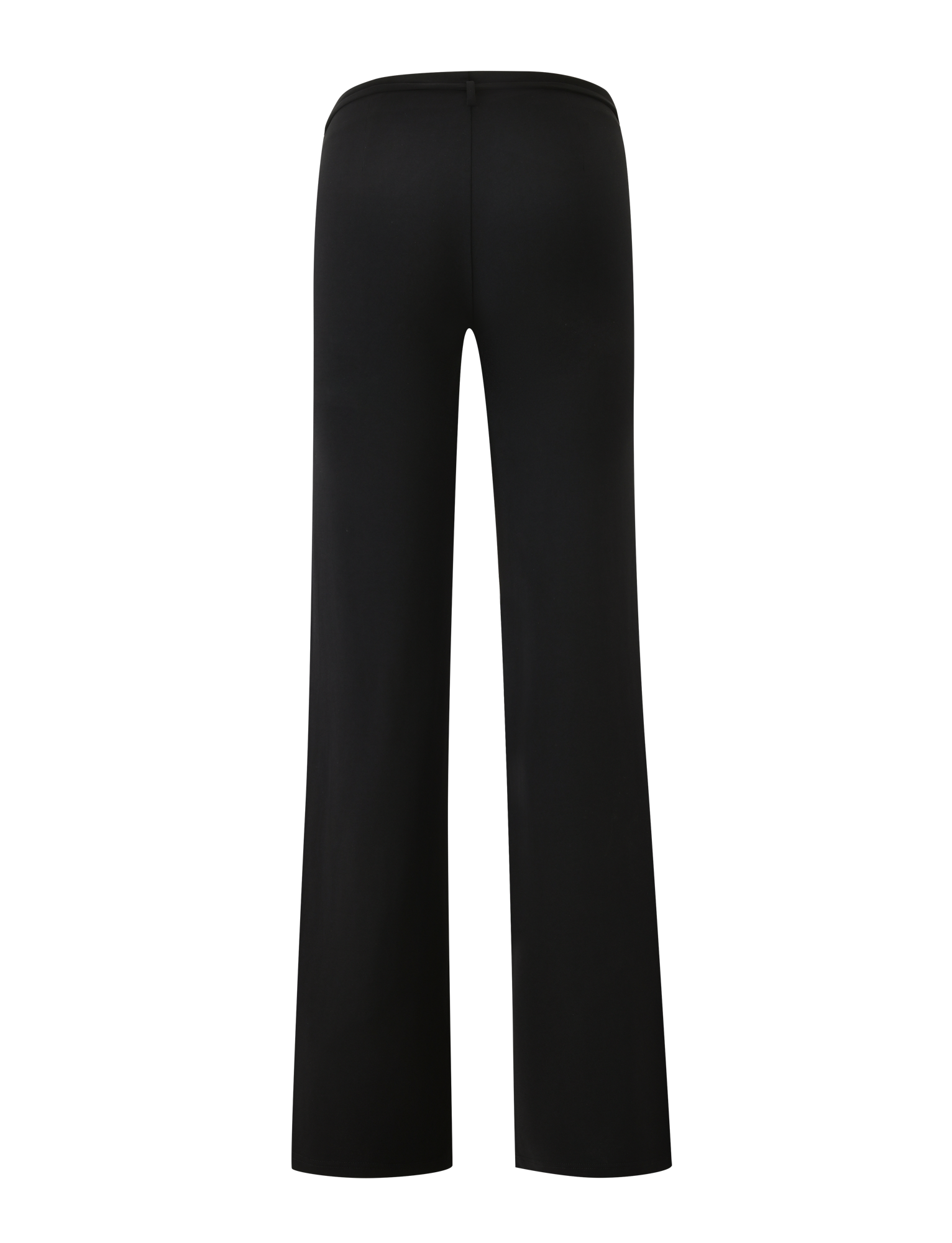 Back view of TIGERMIST KAILI PANT - BLACK, featuring a high-waisted, wide-leg silhouette in plain black, shown full length against a white background.