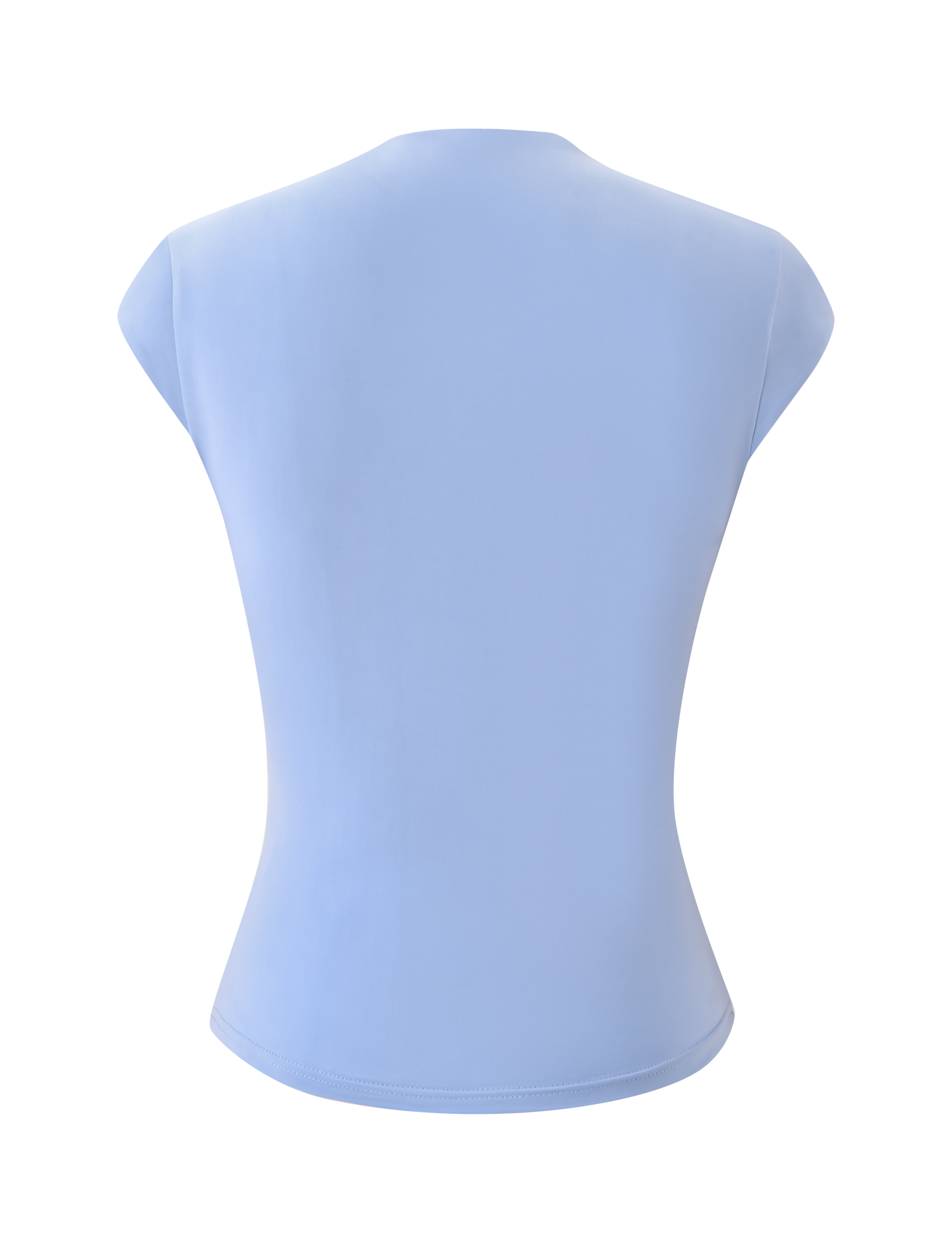 The TIGERMIST MILLS TOP in baby blue is featured from the back, displaying its cap sleeves and fitted silhouette against a plain white background.