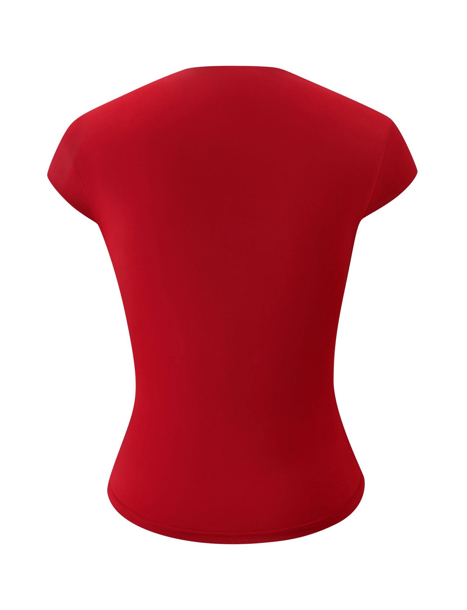 The MILLS TOP - RED by TIGERMIST is displayed from the back, showcasing its cap sleeves and smooth, minimalist design with a subtle bodycon fit against a white background.