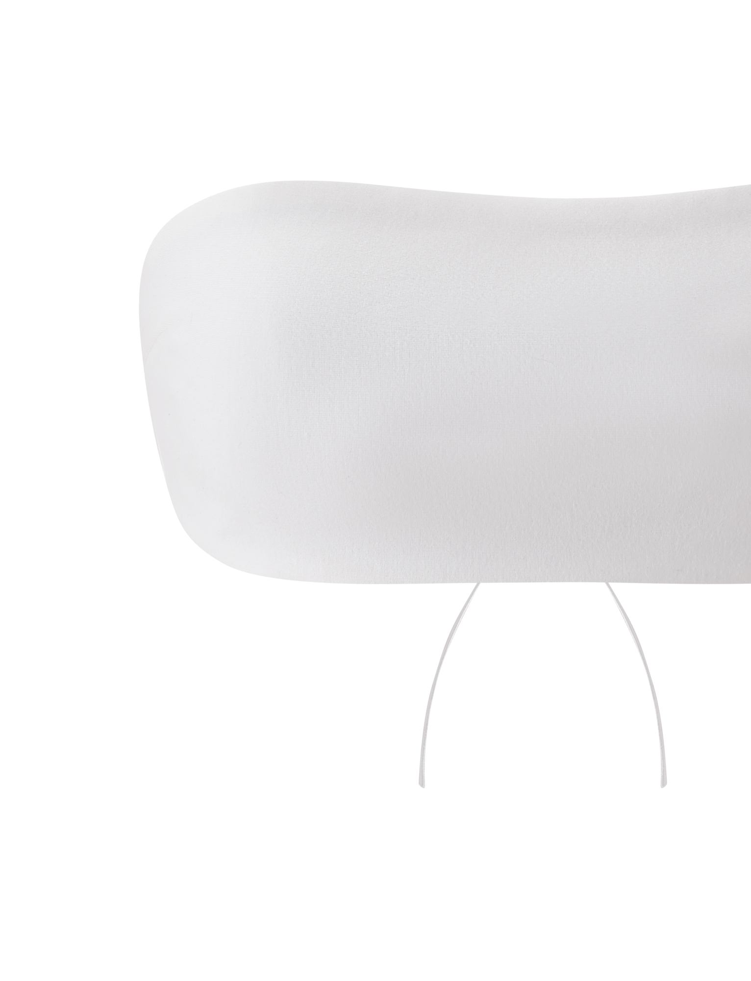 The PILAR BANDEAU - WHITE by TIGERMIST is a white, curved, rectangular top resembling a cropped bandeau, featuring two thin wires extending downward, displayed against a plain white background.