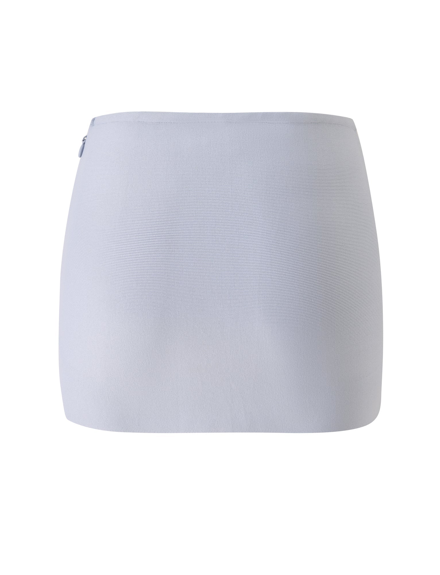 The TAHNIA BANDAGE MINI SKIRT by TIGERMIST is shown in Dove Grey against a white background. This high-waisted mini skirt offers a flattering bodycon fit with a simple, clean design and no visible patterns, pockets, or embellishments.