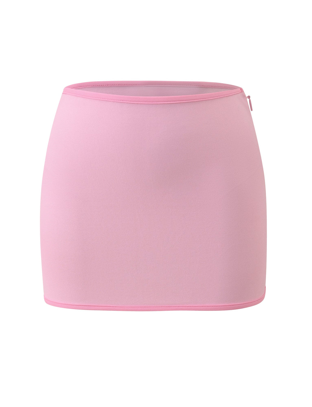 The BRIGIT BANDAGE MINI SKIRT by TIGERMIST is a light pink, bodycon mini skirt featuring a fitted, straight silhouette and simple design, photographed against a white background.