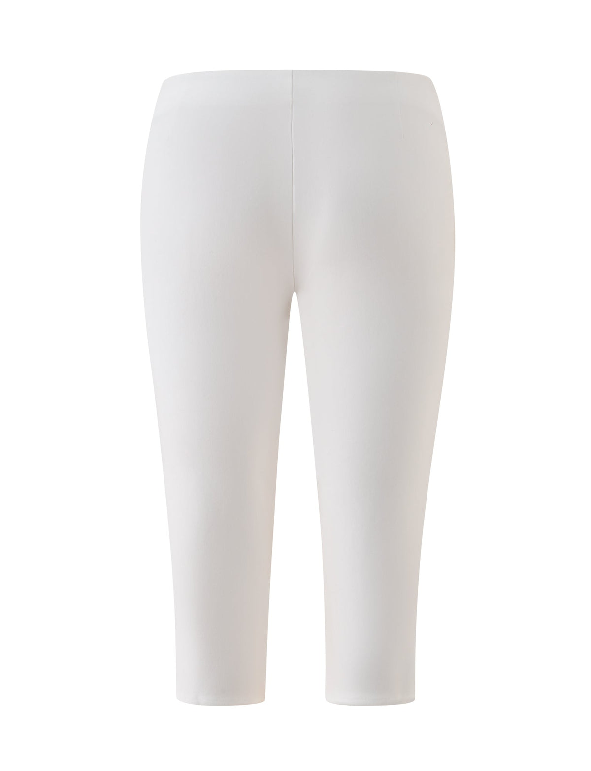 Back view of MOLLIE CAPRI - IVORY mid-rise capri pants in a stretch ponte fabric.