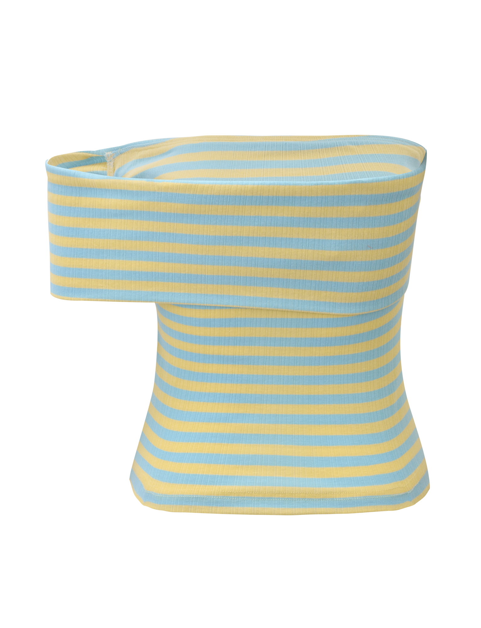 Pair the LISETTE TOP - YELLOW STRIPE by TIGERMIST with a wide-brimmed visor hat in light blue and yellow stripes for a chic, structured summer look. Perfect with off-the-shoulder styles and an open-top accessory.